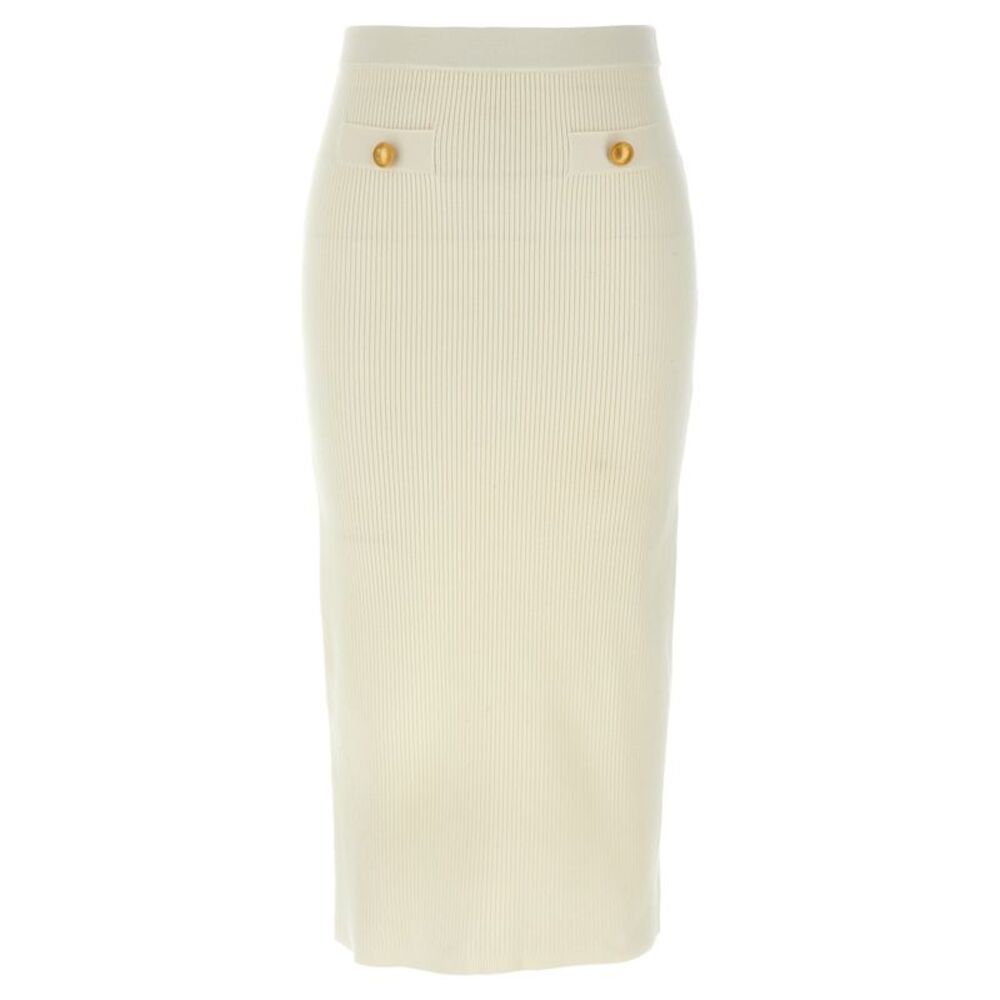 Alessandra Rich White Wool Midi Women's Skirt